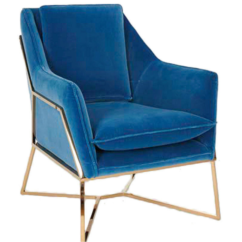 Fauteuil Sturbridge, Bleu, Doré