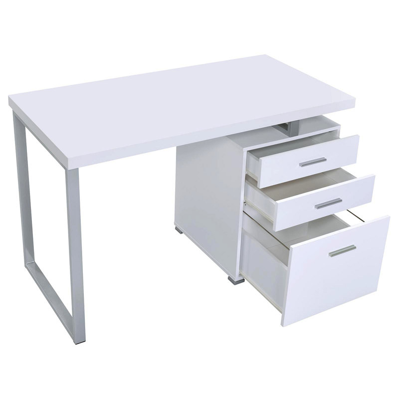 Writing Desk, Light White/Silver