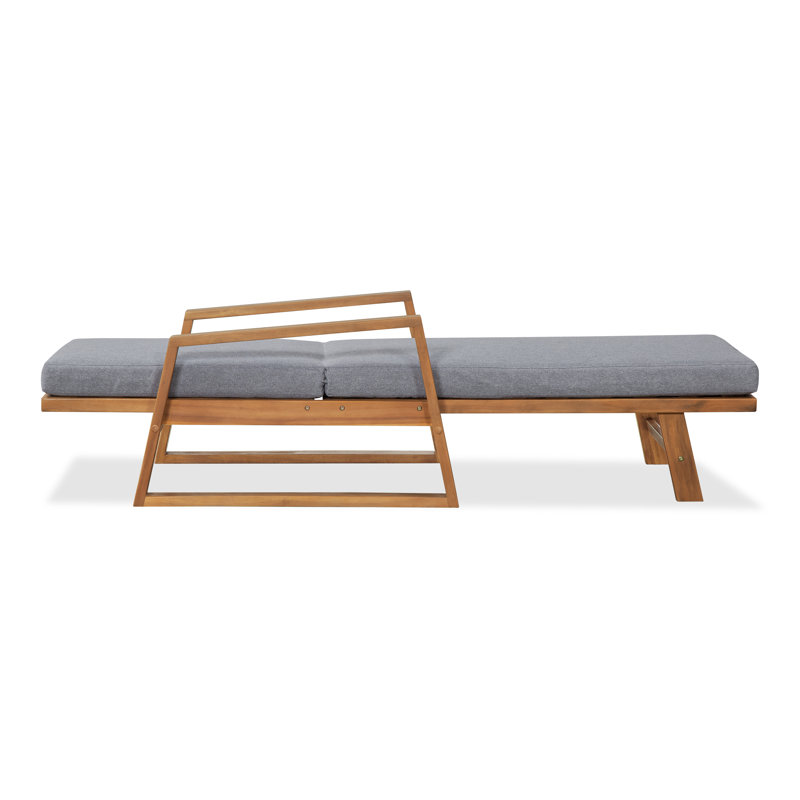 Chaise longue d'extérieur en bois d'acacia de style moderne Fairwyn avec dossier et coussin réglables Fairwyn, Gris, 4