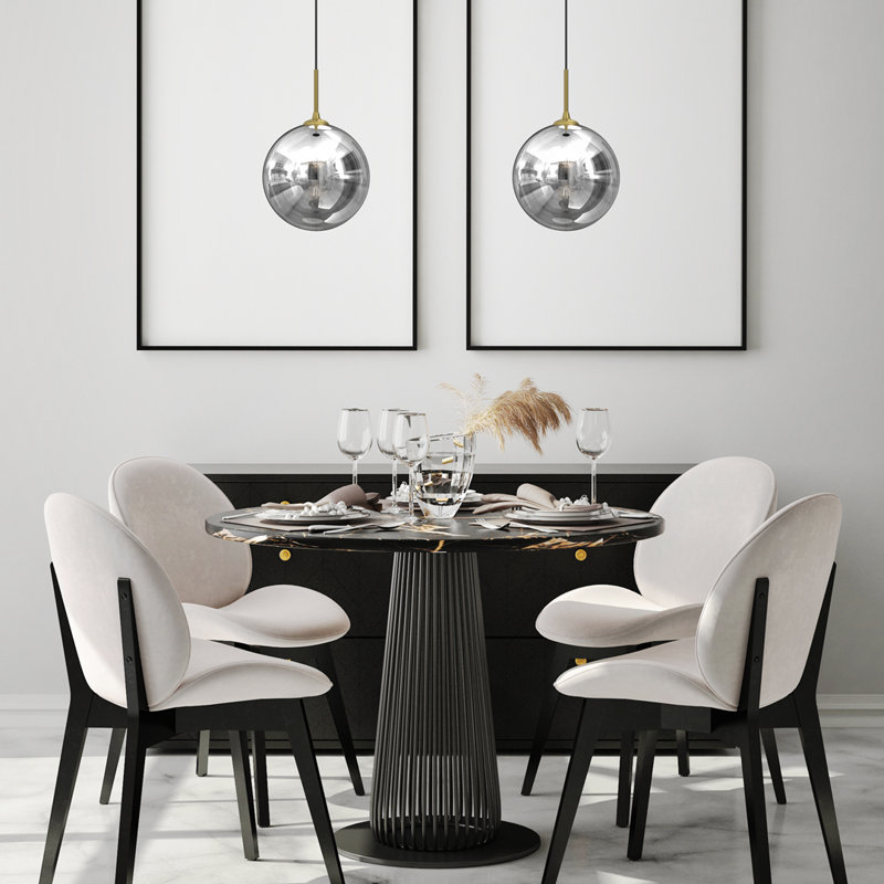 Reflex 1 - Light Grey Sphere Pendant, 90cm H x 25cm W x 25cm D