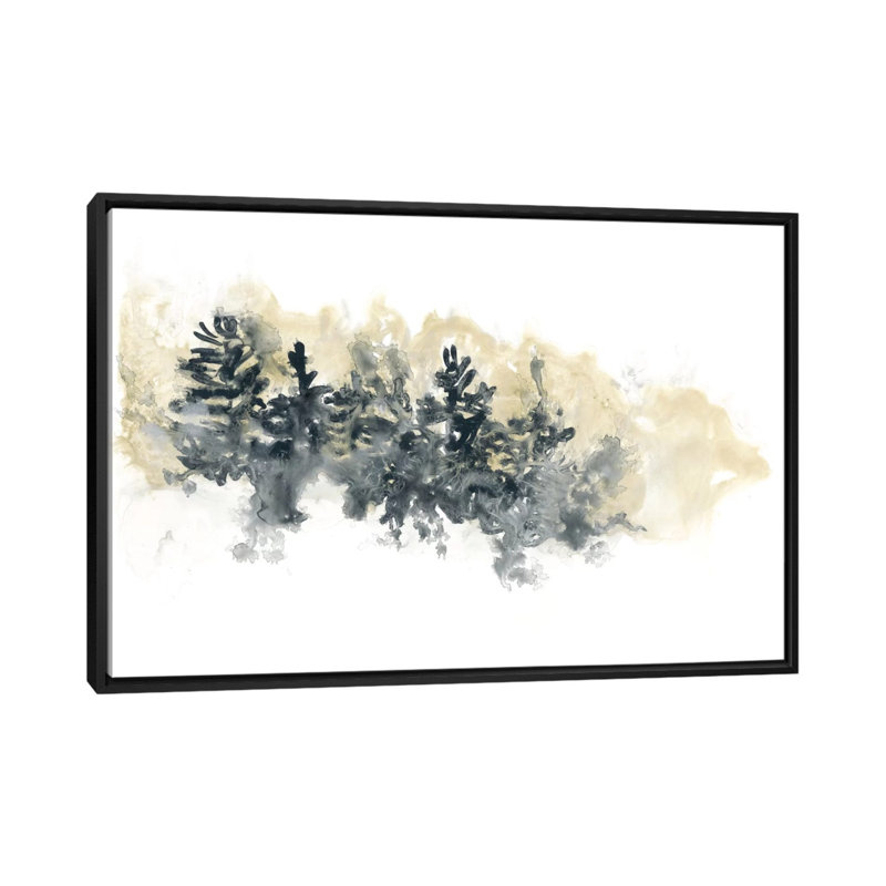 « misty hillside i », reproduction sur toile, H 18 po x l 26 po x P 1,5 po, Toile avec cadre noir, Pas de tapis