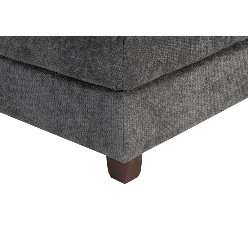 Canapé modulaire en chenille de 123 po avec 2 repose-pieds et coussins décoratifs 123 po, Chenille grise foncée
