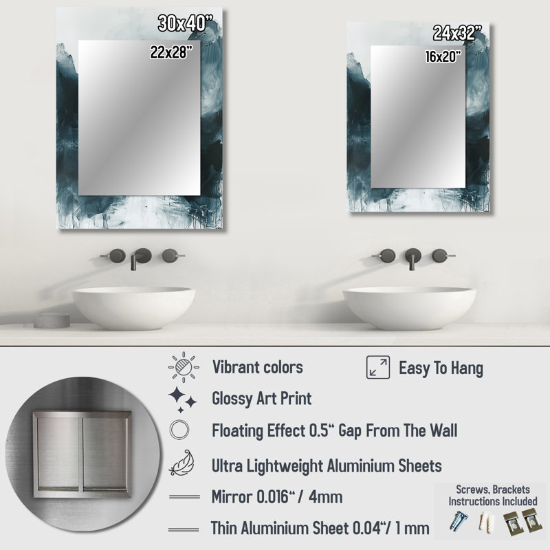 Winter frozen lake wilderness explorer - Mountains Wall Mirror, Traditional Decorative Mirror, Printed Metal Art, 40" x 30"