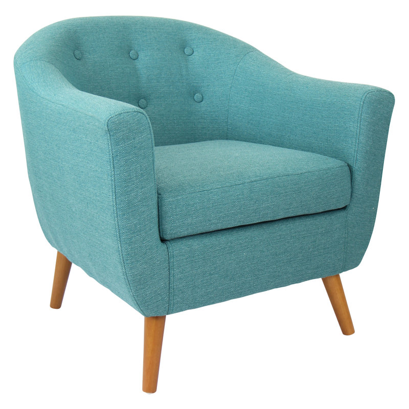 Hiltonia 30" Wide Tufted Polyester Blend Barrel Chair,Accent chair,Reading chair with Solid wood leg construction