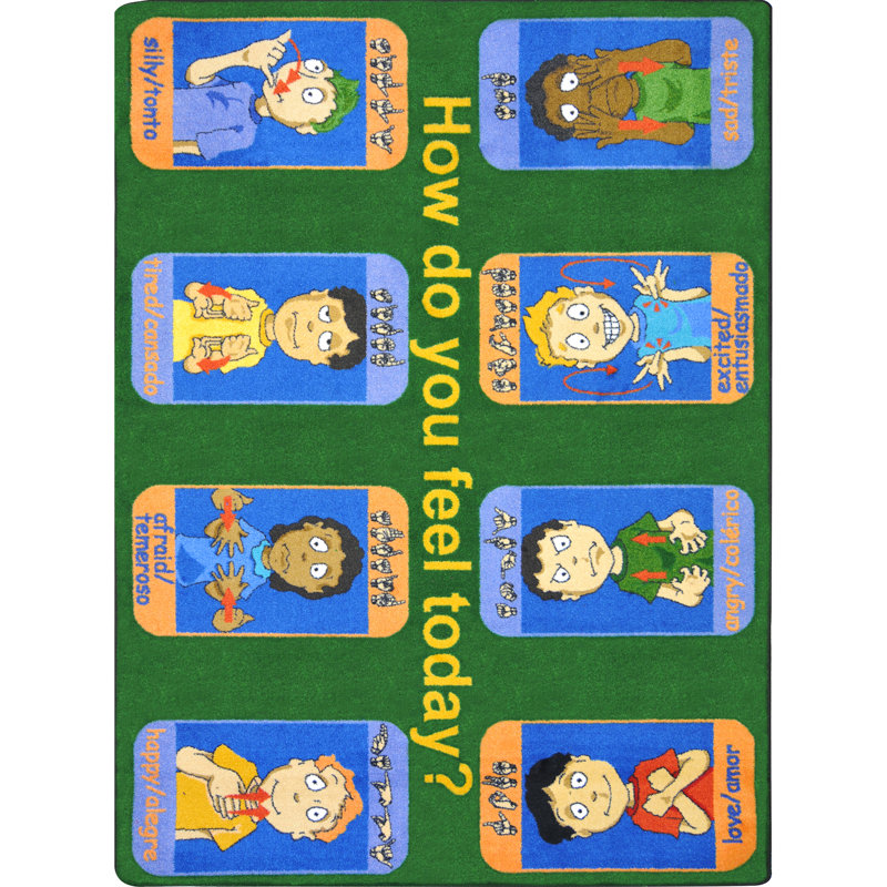 Tapis éducatif de signes d'émotion, 5 pi 4 po x 7 pi 8 po