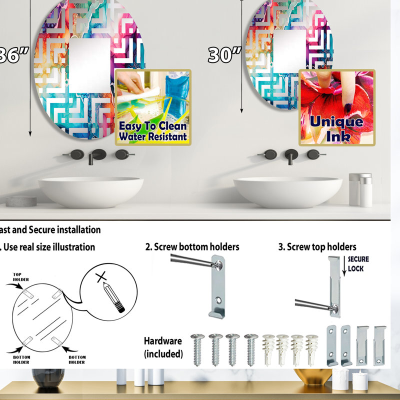 Miroir mural oval, 29,5 po x 19,6 po