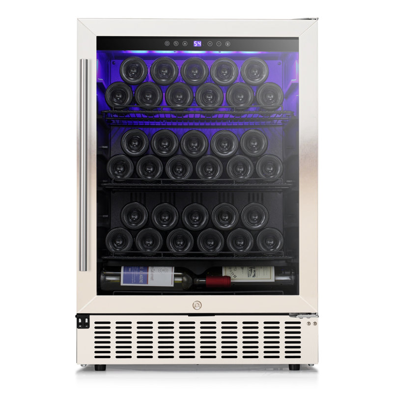 34.2'' H X 24'' W X 23.4'' D 46 Bottle and 156 Cans Single Zone Freestanding/Built-In Wine Refrigerator