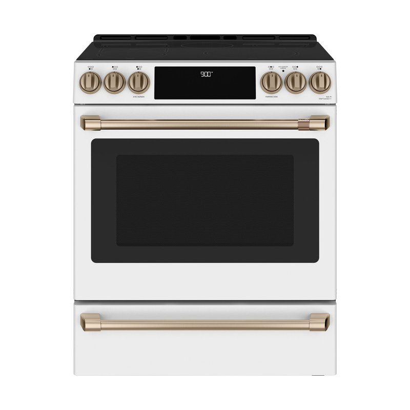 Café 30" 5.7 cu. ft. Slide-in Electric Range with Induction Cooktop, Matte White