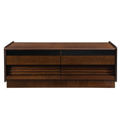 Vintage - Style 47.2" Rectangle Coffee Table With 4 Drawers, 2 Shelves, Grooved Details, And For Multi Use Home Areas Rectangular Open Glass Front Dining Room Setup