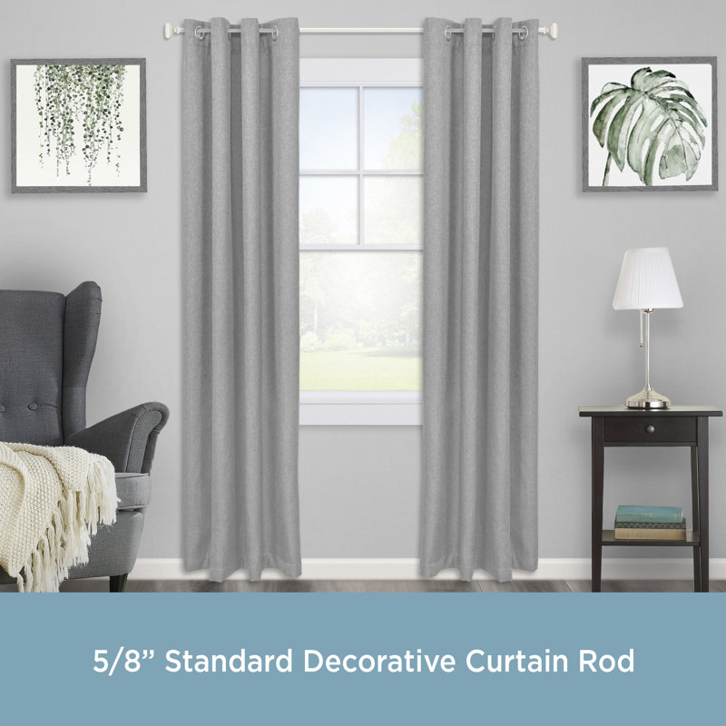 Richmond Brushed Nickel Adjustable 0.63" Single Curtain Rod, 28" - 48"