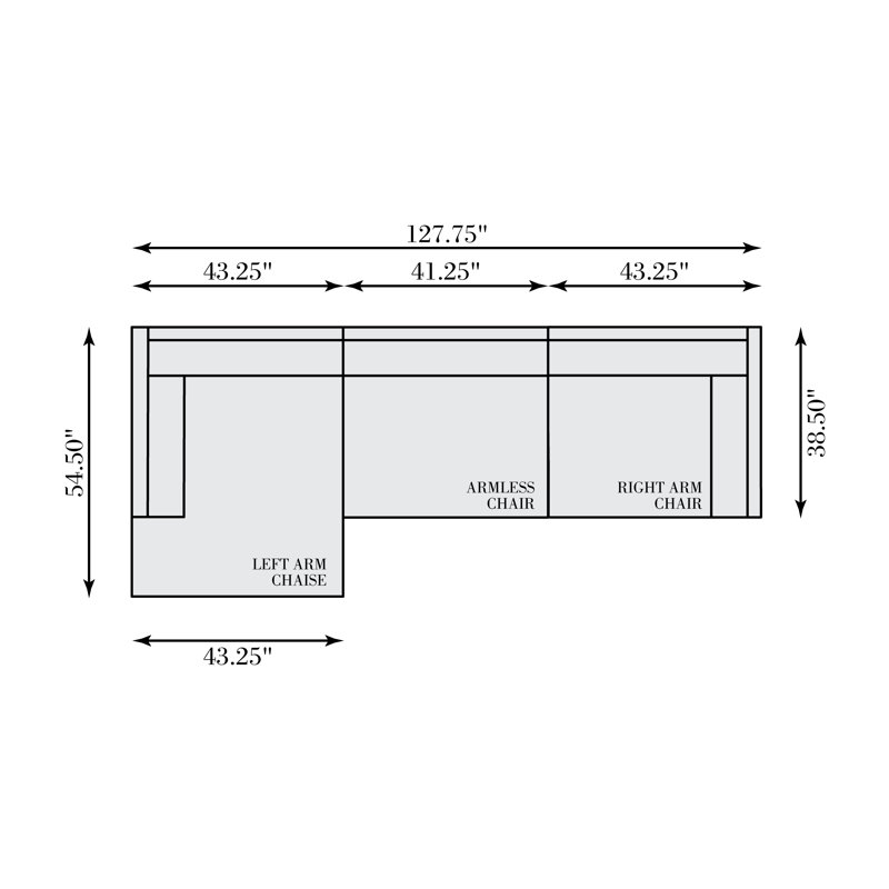 Chaise Sectional, Left Hand Facing