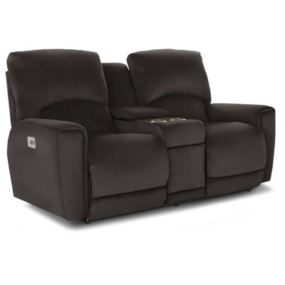  Cassian Power Leather Match Reclining Loveseat with Headrest, Lumbar & Console