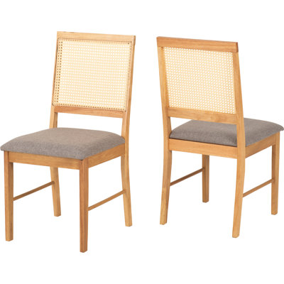 Alyisha 47.5cm H Fabric Upholstered Slat Back Side Chair in Brown