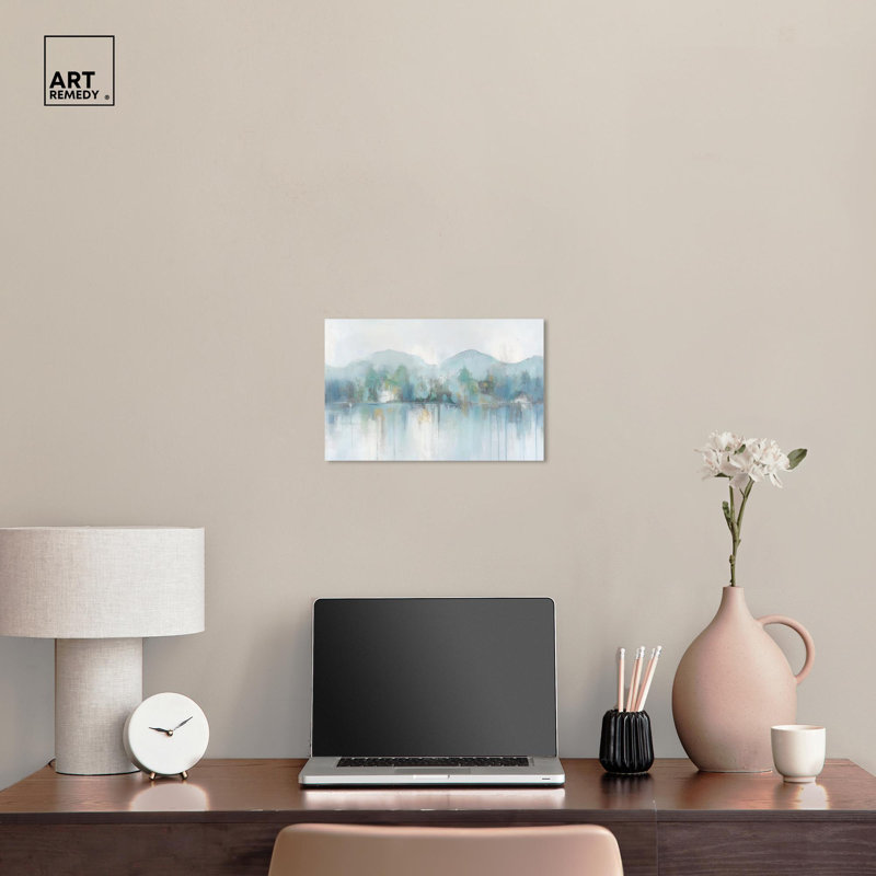 Miroir Aqua Dream II par Coastal Abstracts par Art Remedy, Toile tendue, H 10 po x l 15 po x P 1,5 po