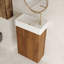 Meuble-lavabo flottant moderne de 16,5 pouces avec rangement, poignée en or rose et porte à fermeture en douceur, convenant aux conduites compactes avec drain de taille réglable Mid-Century, optimisation de l'espace de porte
