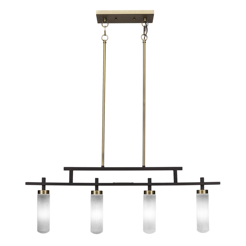 Salinda 4 Light Bar, Clear Bubble, Espresso/Brass