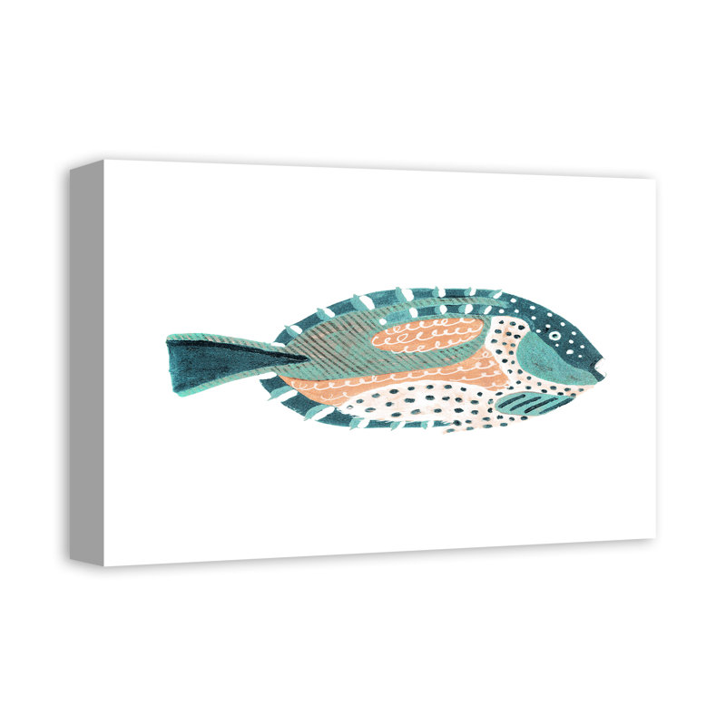 " Patterened Fish ", 12" H x 18" W x 1.25" D, Wrapped Canvas