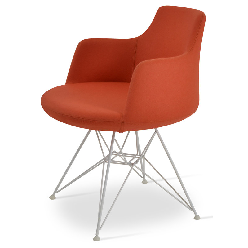 Fauteuil en faux cuir de 25 po de large Dervish, Blanc, Orange