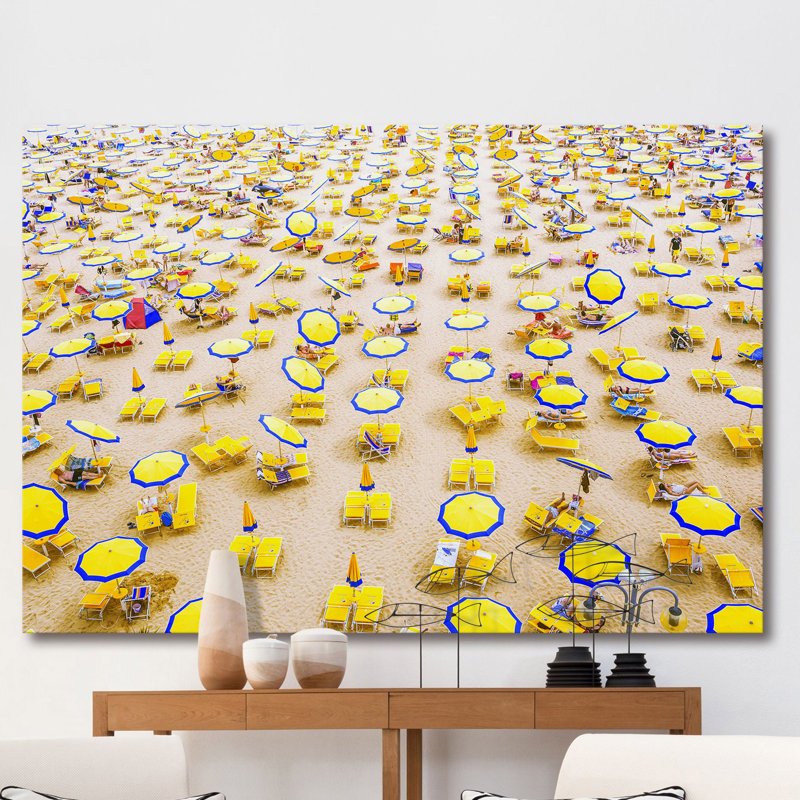 Yellow Umbrellas - Wrapped Canvas Print, 101cm H x 152cm W x 3.81cm D