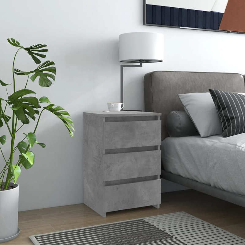 Cowlic Bed Cabinet 40x35x62.5 cm Engineered Wood, Concrete Grey, 1