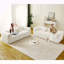 Canapé moderne sans os avec deux coussins décoratifs circulaires, tissu en polyester à poils longs texturé litchi doux pour la peau, canapé en mousse à carreaux-828588320