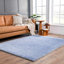 Tapis bleu uni en polyester tissé à la machine Ayonah-1371772571
