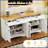 Farmhouse TV Stand with 2 Drawers for TVs Up to 70, Versatile Wood Grain Sideboard with Adjustable Shelves, Mid-Century Buffet Cabinet-1310914267