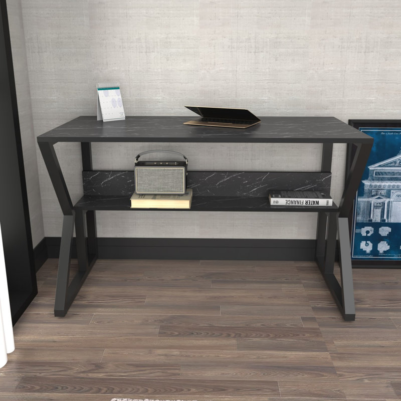 Modern Marble Study Desk 47.2 x 28.6 x 23.6 inches | 100% Melamine Coated Particle Board, Thickness: 0.7 inches | Stylish & Functional Design for Home Office, Elegant Workspace Solution