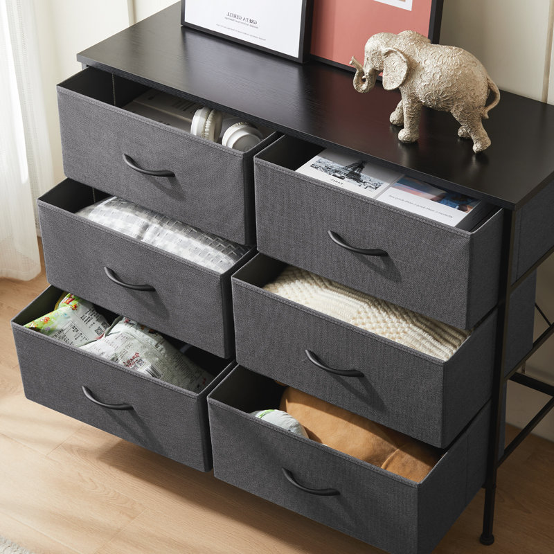  Tall Dresser for Bedroom Tall Fabric Dresser with Wooden Top - Tall Drawers, Sturdy Storage Tower for Bedroom, Closet, Nursery, Entryway, Kids Room