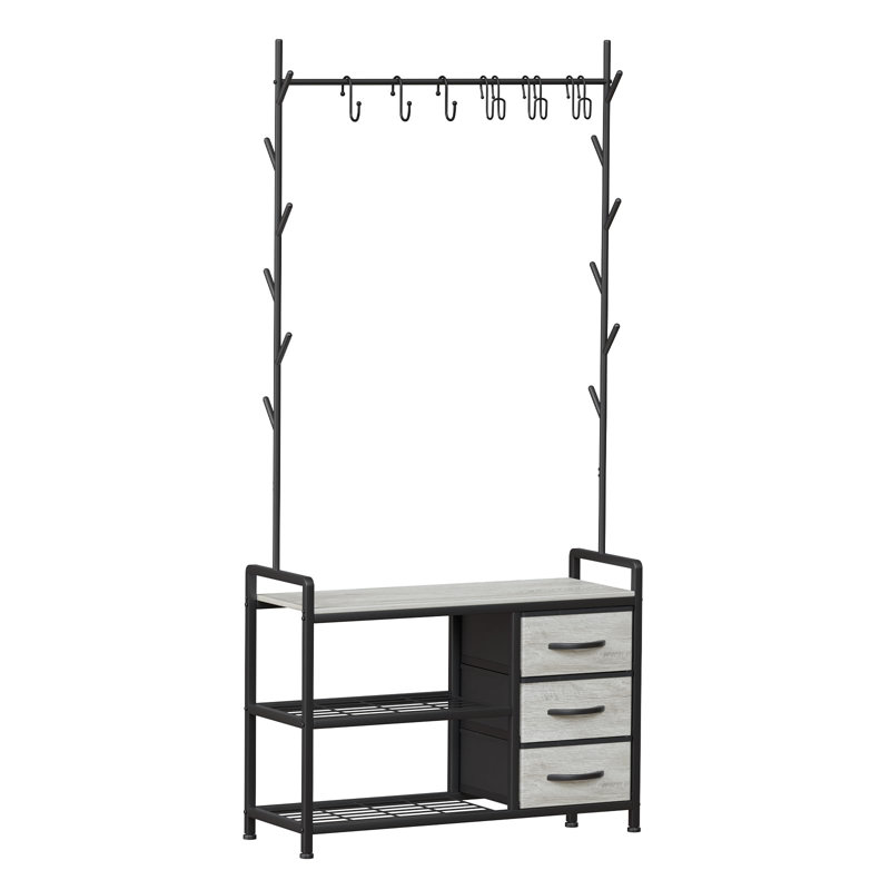 Metal Freestanding Coat Rack, Black/Grey