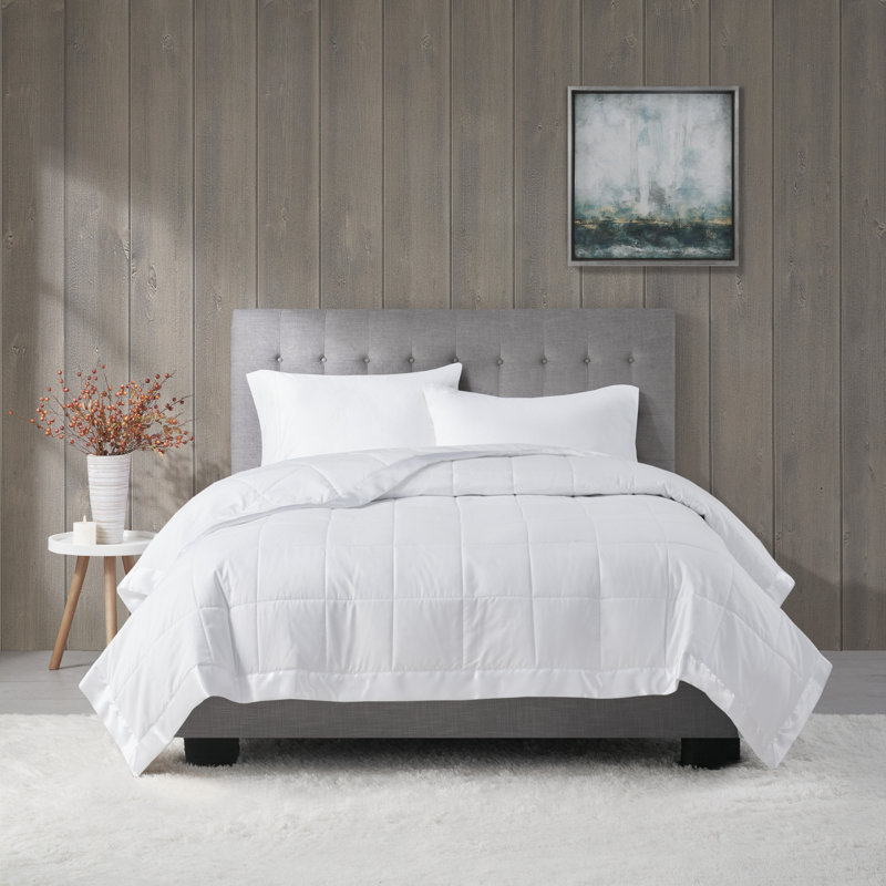 Luxurious Twin Satin-Trimmed Microfiber Down Alternative Blanket