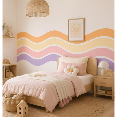 Ensemble d'adhésif décoratif 144 pouces à rayures ondulées scandinaves
