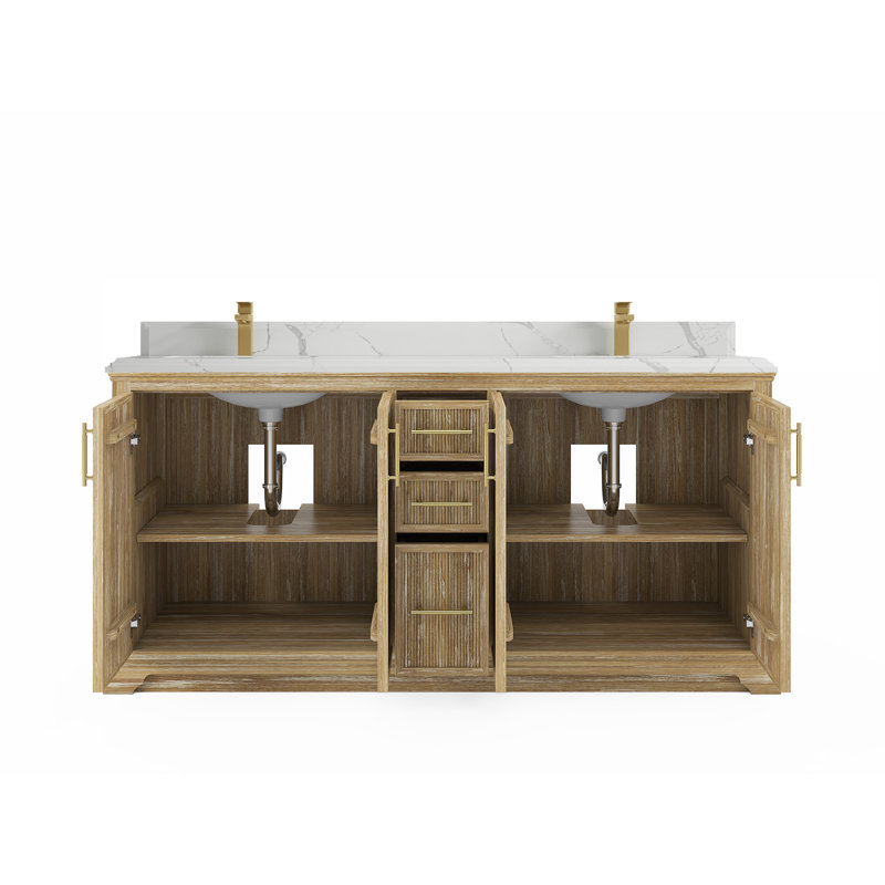 Ensemble de meuble-lavabo double 72 po Emuel, Calacatta Laza