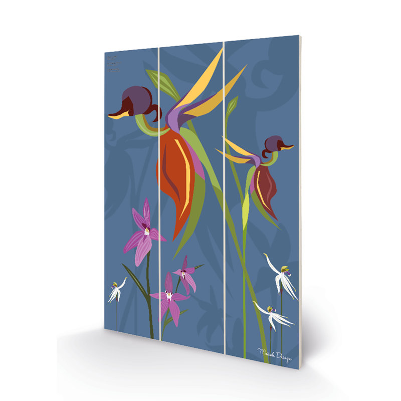 Duck Orchid by Mokoh - No Frame Print on Wood, 29.5cm H x 20cm W x 1.2cm D