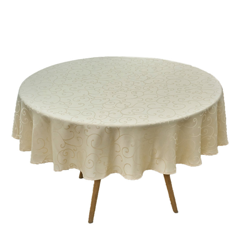 Nappe en jacquard imperméable, épaisse, élégante, douce, solide, à damas, Crème, crème, Rond 70 po