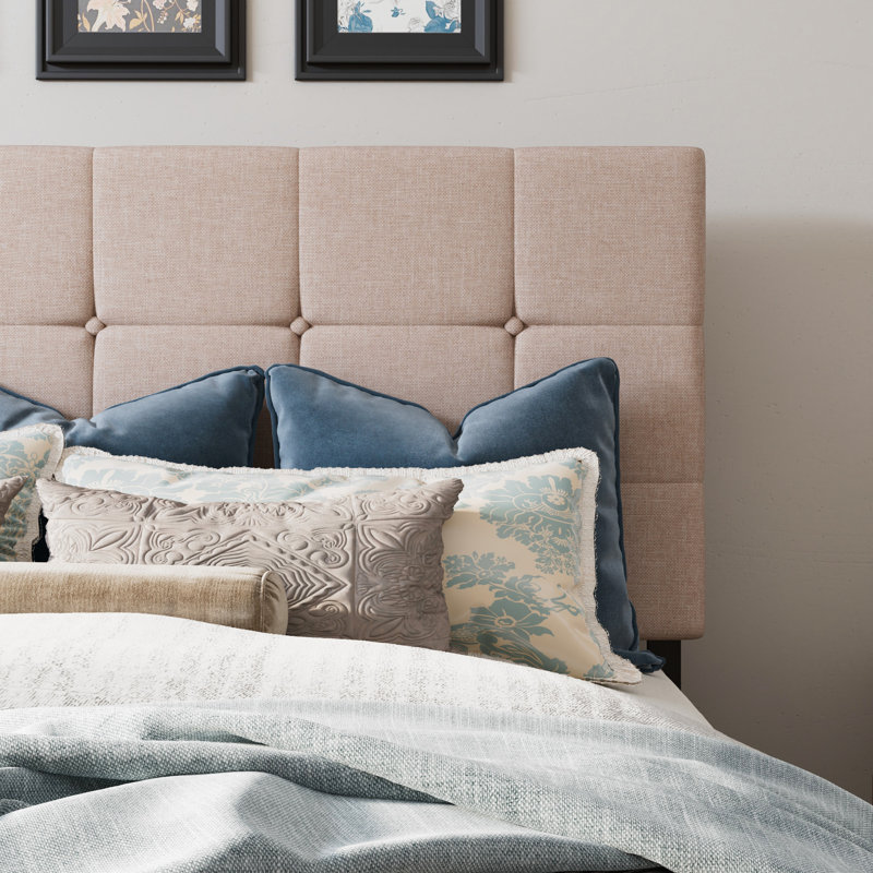Lit plateforme avec rangement Silvester, Grand, Beige Block Square Polyester