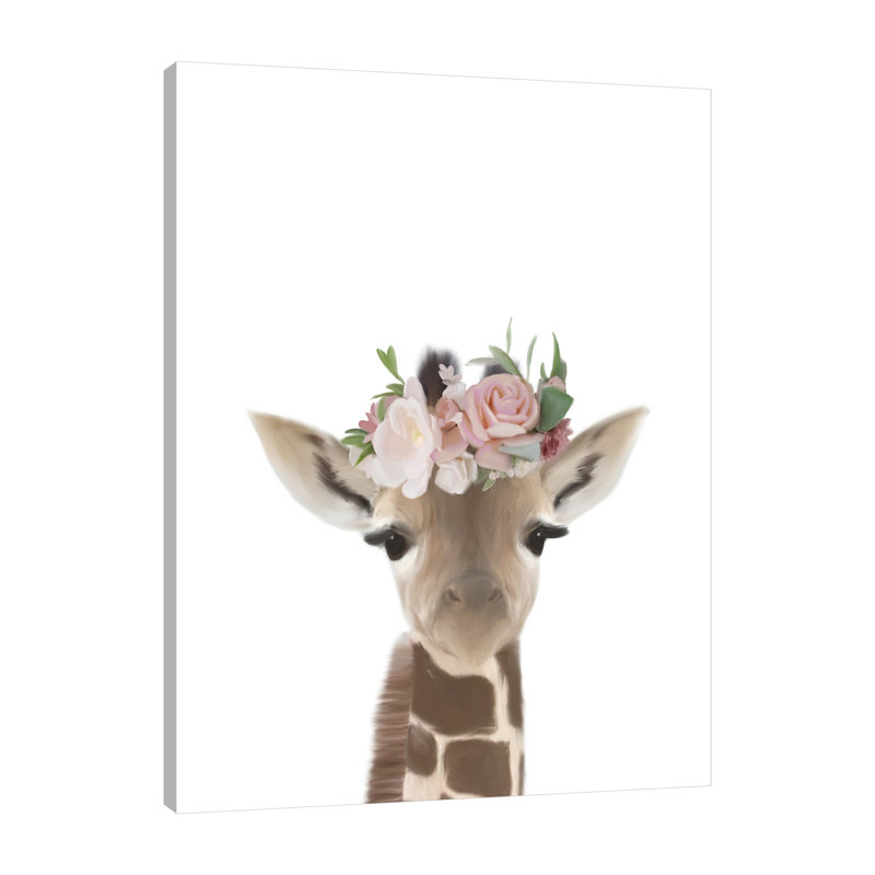 «Floral Giraffe», toile tendue par Leah Straatsma, H 24 po x l 18 po x P 1,5 po