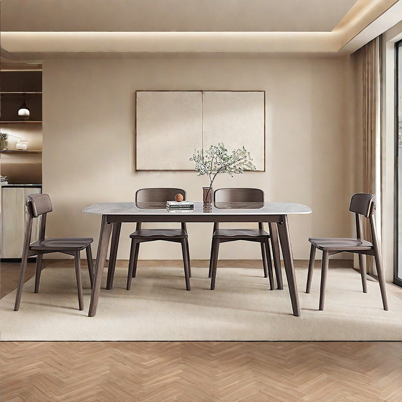 Rectangular modern sintered stone dining table, 29.53"H x 63"L x 31.5"W