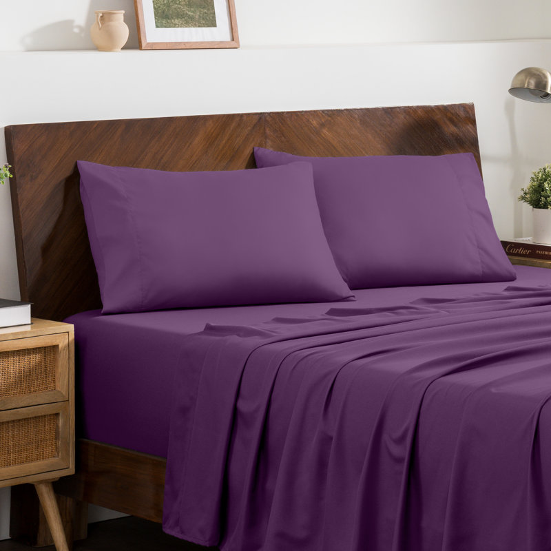 Microfiber Pillowcase Set Envelope Closure, Queen Pillow Case, Plum