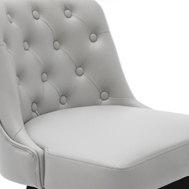 Swivel Upholstered 30'' Counter Stool Wood Leg, Light Gray, Bar Stool (30" Seat Height), 1