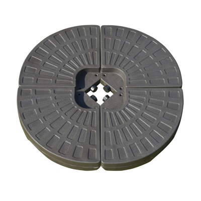 4 Pieces Cantilever Patio Umbrella Base, Fan Shaped Umbrella Weight w/ Built-In Handles & Rugged Material, 148 lbs Water and 220 lbs Water and Sand, Coffee