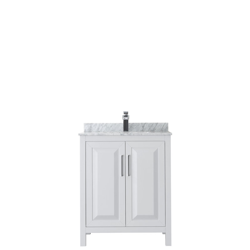 Daria 30'' W Single Vanity, White, White Cultured Marble, Polished Chrome