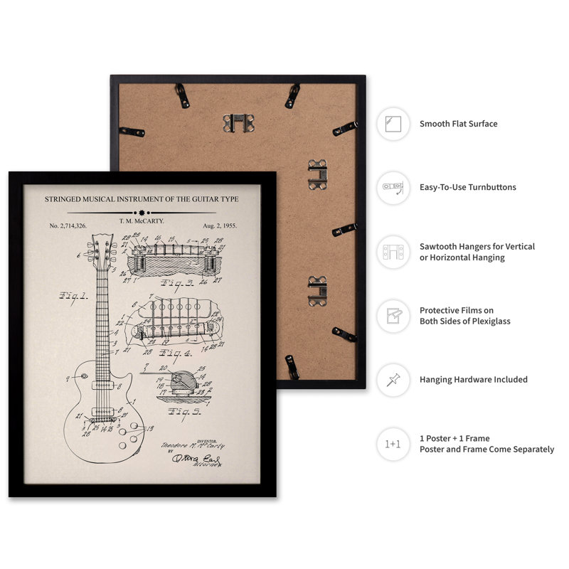 Plan de guitare n ° 1, Black Framed, Poster, 24"H x 32"W