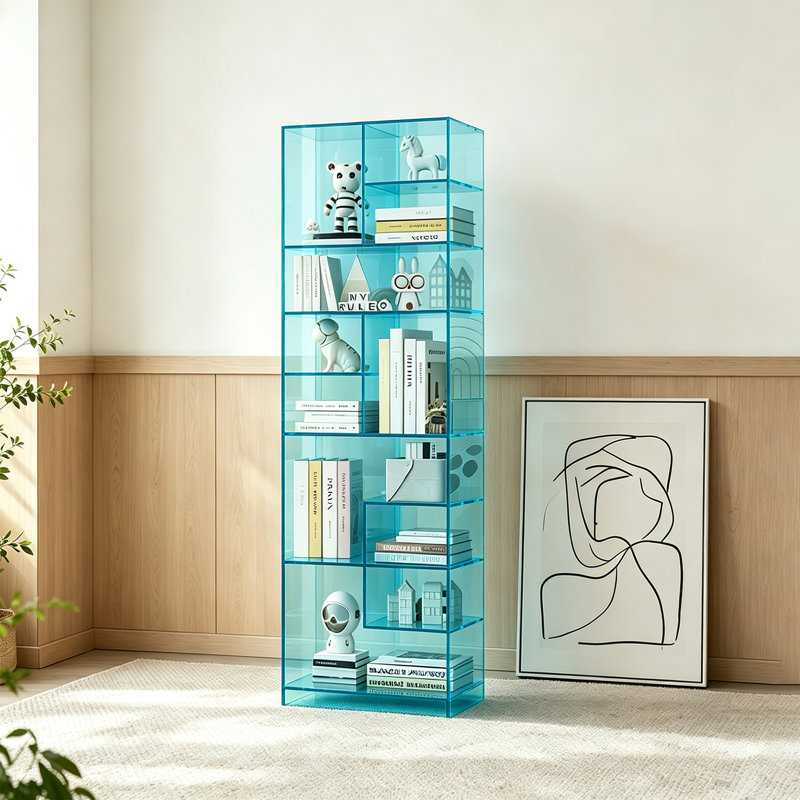 Bibliothèque de classification géométrique en acrylique, Lac bleu