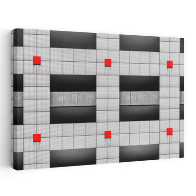 Red Squares Abstract Geometric Contemporary Architecture City Wall Art 1 Piece Wrapped Canvas Wall Art