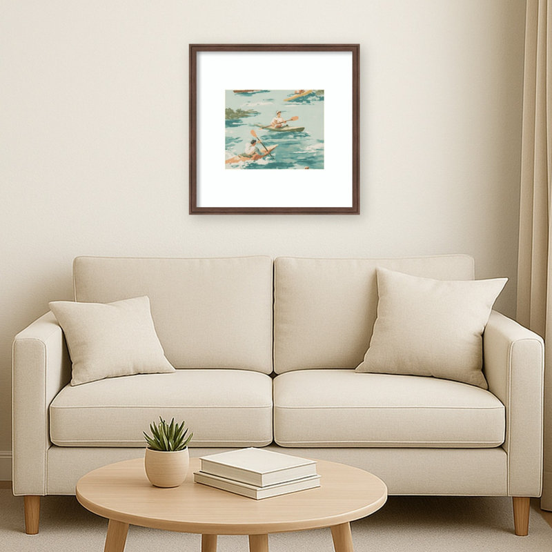 «Chassant Horizons I» par Paula Freeman, impression sur bois encadrée, 26 x 26, Brun moyen Florence