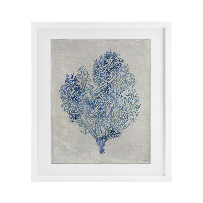 Corail, algues, H 21 po x l 17 po, Cadre blanc côtier