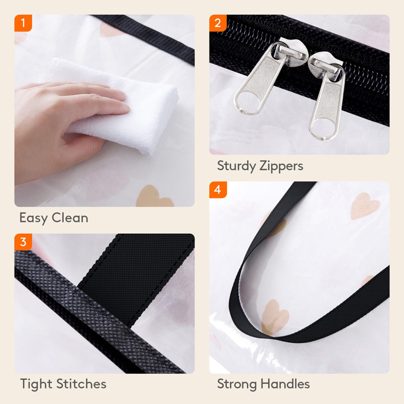 4 Pack Clear Clothes Storage Bags, 60L Plastic Blanket Storage Bag, Vinyl Foldable Moving Bags With Zipper, Closet Organizers And Storage Containers For Bedding, Duvet, Comforter