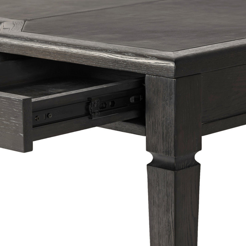 Claude Solid Wood Writing Desk, Black