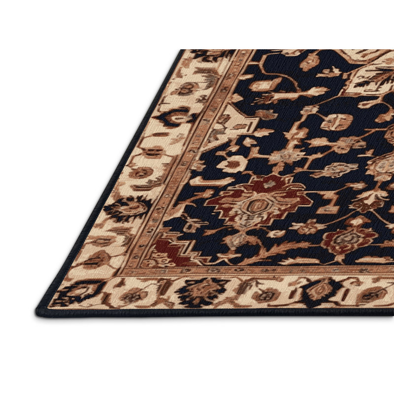 Machine Washable Persian Brown Area Rug, Round 8' x 8'